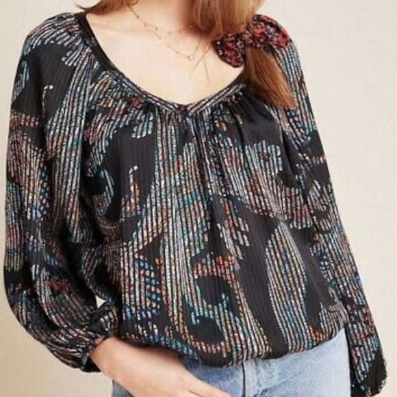 Maeve Tops - Anthropologie Maeve Madeira Burnout Satin Blouse